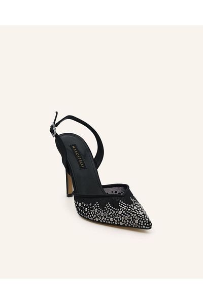 MARCATELLI Black Satin Yona Heeled Shoes