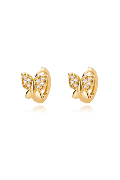 Choice AEH70244 Trending Small Crystal Butterfly Hoop Earrings Chic Gold/Silv...