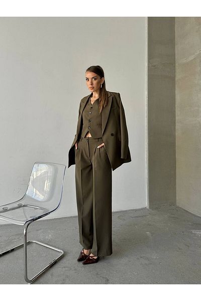 MYGİYİMİSTANBUL jacket vest palazzo pants 3-piece suit