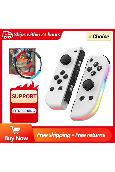 Choice Joy3-white Joy Controller RGB Led Switch L/R Joypad لجهاز Nintendo Switch/lite/OLED Joycon Gamepads Jo