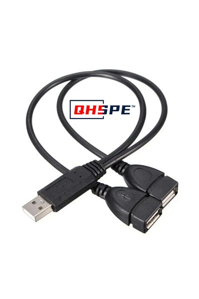 Choice black Dual Splitter Adapter Cable One to Two Female to USB 2 Male Power Extension Cables, High Quali