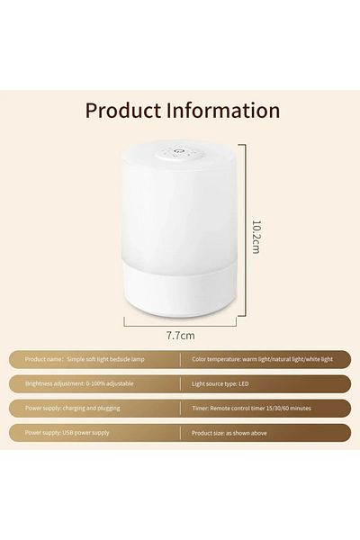 GGBEE No Remote Control Rechargeable Led Night Light with Remote Control Timing Dimmable Table Lamp Baby N
