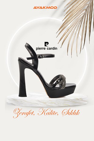 Pierre Cardin Μαύρα ψηλοτάκουνα πέτρινα γυναικεία βραδινά παπούτσια Pc-54505 Z