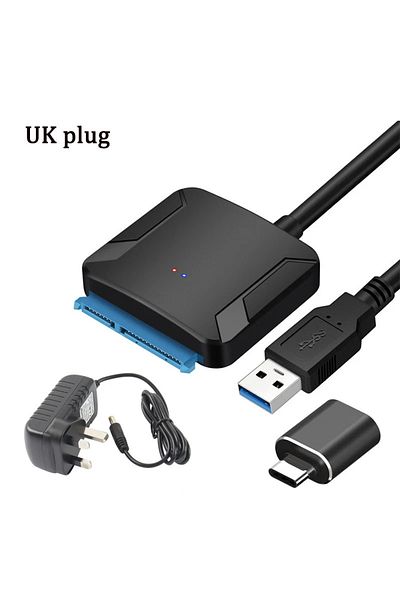 congdi OTG With UK Plug SATA to USB 3.0 Adapter Cable for 3.5/2.5 Inch SSD HDD SATA III Hard Drive Disk Con