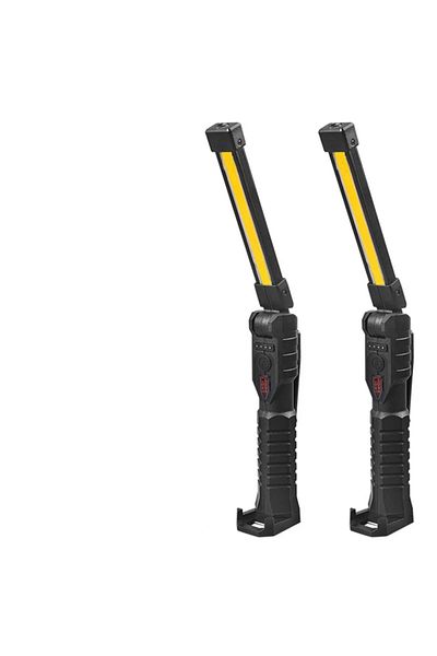 XIWANGFIRE Black 2pcs USB Rechargeable Portable COB LED Flashlight Work Light Magnetic Lanterna Hanging Lamp wi