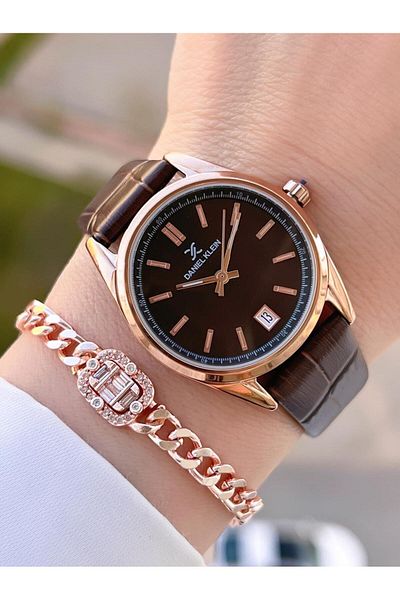 Daniel Klein Retro Vintage Serial Leather Cord Water Resistant Women Wristwatch+Bracelet Bdk.13770.5
