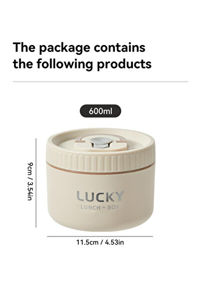 WORTHBUY Beige 600ml Bento Lunch Box Set, Portable Keep Warm Lunch Container ...