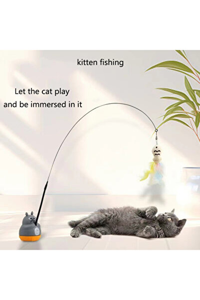 Choice رمادي جديد قطة مضحكة عصا قطة سلك فولاذي طويل عمود ريشة لطيف لعبة قطة ص...