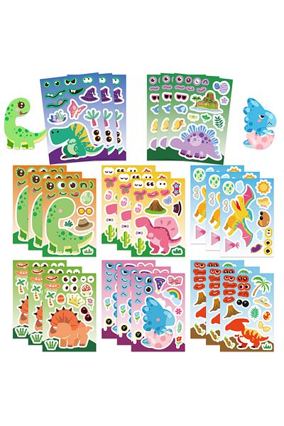 Choice 8pcs 8/16/24pcs Make A Face Dinosaur Puzzle Stickers Cartoon Assemble Jigsaw For Boys Girls Party Di