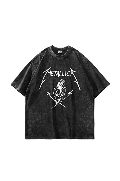 Bak Moda Metallifukinca Štampano Oversize kroj Unisex periva crna majica