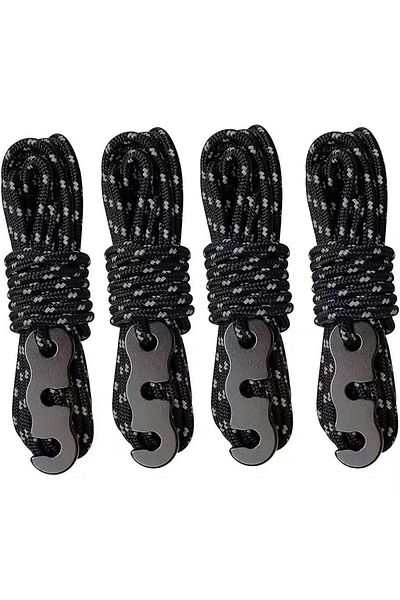 Choice black 4 Outdoor Tent Ropes Reflective Ropes Canopy Ropes Reinforced Windproof Ropes with Buckles To
