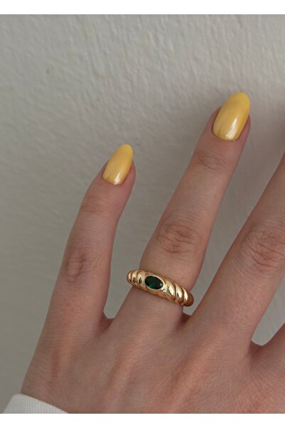 KİLİGİSTANBUL خاتم VIXEN GREEN STONE VINTAGE (يمكن تعديل الحجم)