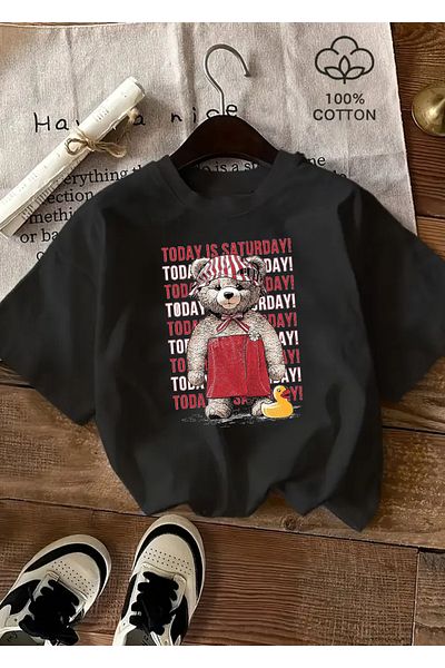 Touz Moda Today Is Saturday Printed Unisex Oversize T-Shirt