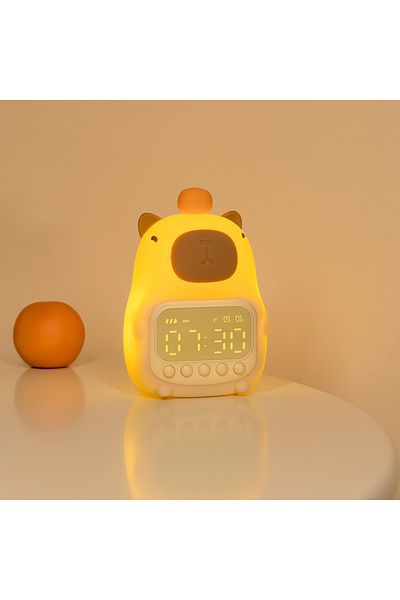 Vacamm Alarm Lamp Capybara Led Night Light Silicone Rechargeable Digital Alarm Clock Dimmable Table Lamp Ti