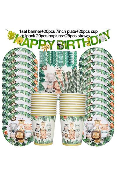 Choice مجموعة أدوات مائدة حفلات للاستخدام مرة واحدة من حيوانات الغابة لتزيين ...