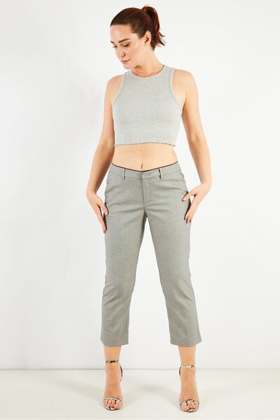 IKKS Women Regular Fit Textured Trouser Pants, White