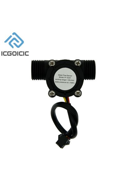 ICGOICIC YF-S201 Black YF-S201 12V Water Flow Sensor DC 5-18V Flowmeter Hall Flow Sensor Water Control Liqui
