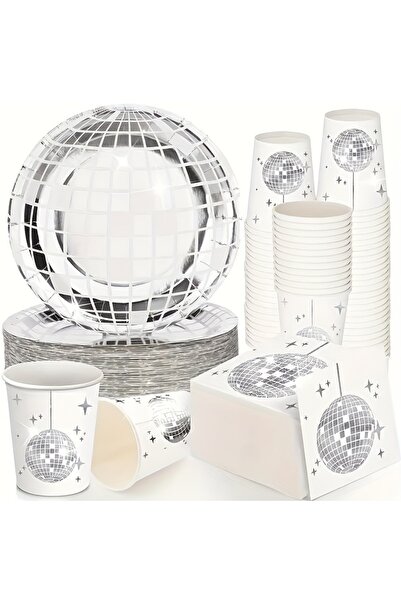 Choice مجموعة مكونة من 75 قطعة، مجموعة أدوات مائدة حفلات الديسكو للاستخدام مر...