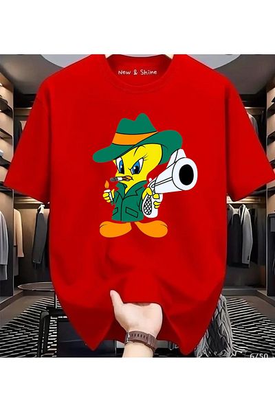 New Shine 1 T-Shirt Is a Gift for Purchases of 6 or More in the Cart - Tweety Printed Oversize T-Shirt