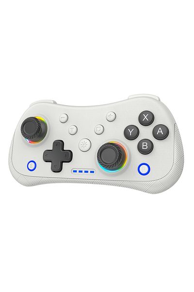 Storm Wyrm لوحة ألعاب لاسلكية صغيرة متعددة الوظائف باللون الأبيض لجهاز Switch مزودة بإضاءة RGB ومفتاح هزاز، داعمة