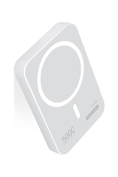 Pmr 5000 mah Beyaz 15W Magsafe Destekli TXM5 Powerbank – Kablosuz Şarj + Stan...