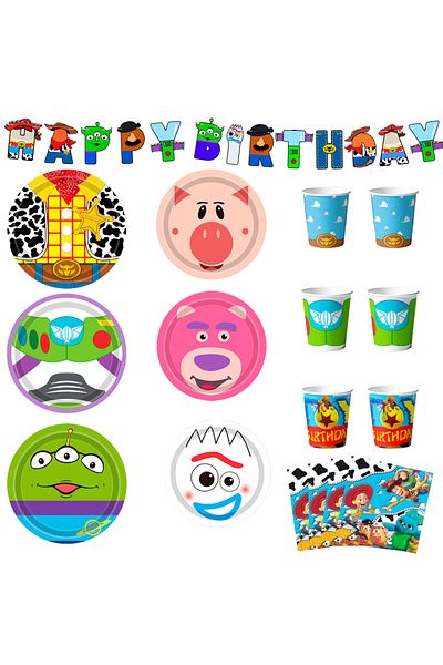 Choice أدوات مائدة متعددة الاستخدامات لزينة أعياد الميلاد من Toy Story، مجموعة أدوات مائدة لأعياد الميلاد من Toy Story مكونة من 133 قطعة - Toy Story P