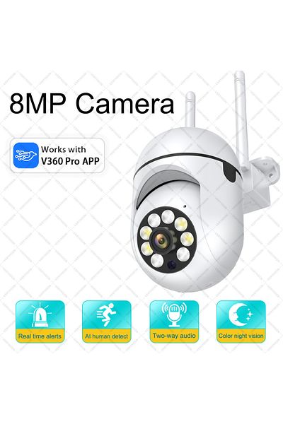 Choice Eu plug 8MP Camera 8MP WiFi Camera 4x Digital Zoom Full Color Night Vision PTZ CCTV Security Surveil