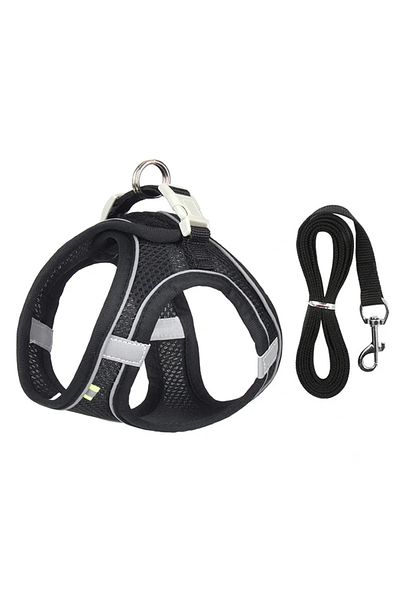 Choice S 3-6 Kg black Puppy Harness Set Dog Accessories Adjustable Pet Vest Dogs French Bulldog Chihuahua S