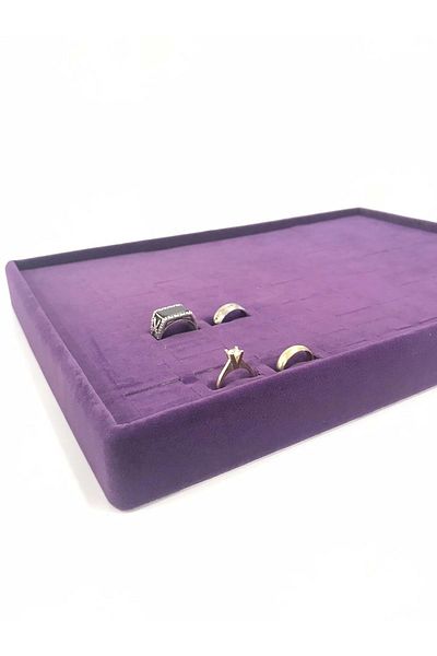 MeGass Dekor Domestic Production Suede Fabric Purple Color Submerged Pull Inside Ring Table