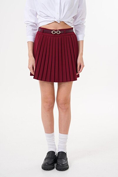 Flame İstanbul Butik Кемерлі Пілелі Бордо Міні Етек - KED1001