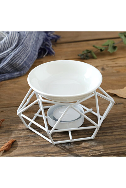 Choice حامل شموع نورديك أبيض، مصباح زيت سيراميك للعلاج بالروائح، قاعدة من الف...