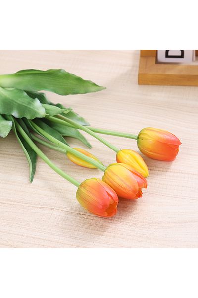 Choice Orange 5pcs Artificial Tulips Flowers Real Touch Pink High Quality Luxury Silicone Fake Flower Home