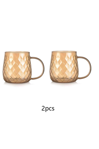 Choice 350-380ml 2pcs YWDL 1/2pcs Diamond Textured Glass Cup Golden Teacup Mu...