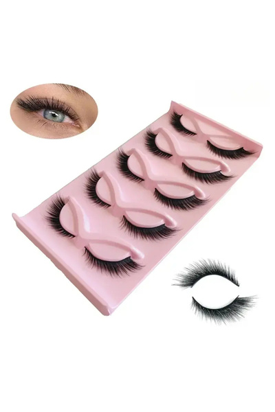 Choice 5p-feiyi 5 أزواج من الرموش الصناعية، رموش طبيعية المظهر، رموش صناعية مجنحة، رموش رفيعة وناعمة