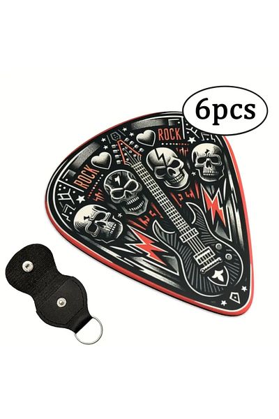 Choice 0.46mm a52 6 Pcs Original Sound Guitar Picks, Double-Sided Printed Ukulele Guitar Finger Shrapnel, K