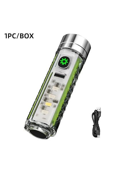 Choice 1pc USB C Rechargeable LED Flashlight LED MINI Keychain Light with Tail Magnet Uv Light Multifunctio