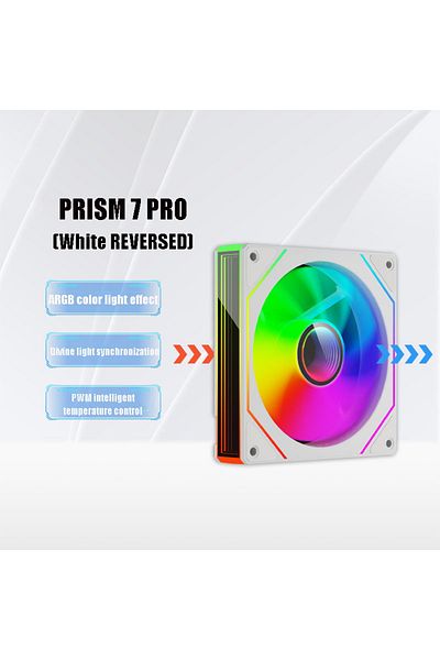 Choice A-RGB Other White REVERSED OEM PRISM 7 PRO Computer Chassis Fan 12cm ARGB 4 Pin PWM Quiet Cooling Fa
