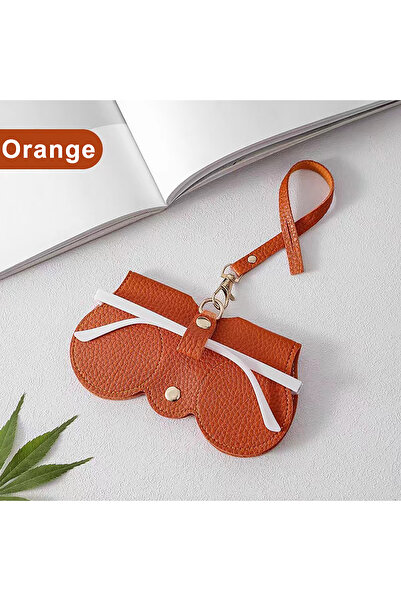 Choice غطاء نظارات برتقالي منقوش بقطعة واحدة من الليتشي، مصنوع من جلد البولي ...