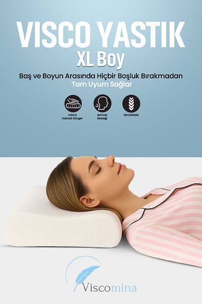 Viscomina High Neck Supported Double Layer Visco Pillow Orthopedic and Ergonomic Design 60X40