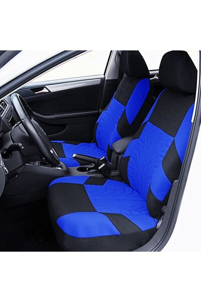 RO GROUP Set Huse Scaune Auto RoGroup Mesh, pentru bancheta rabatabila, 9 Bucati, culoare negru si albastru