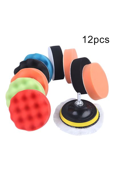 Choice Red 12pcs 3 Inch Polishing Drill Pad Kit Car Sponge Foam Buffing Polishing Machine Pad Set for Car P