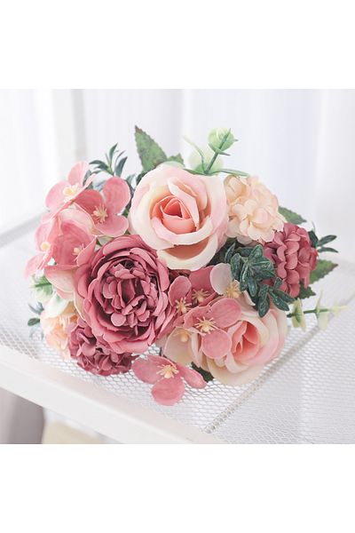 Choice Bean Paste Artificial Flowers Silk Pink Peony Hydrangea Bride Bouquet Room Home Christmas Table Deco