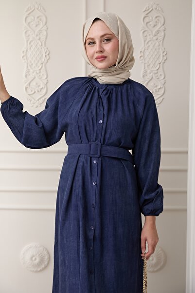 InStyle Judge Collar Strawberry Pattern Navy Blue Dress