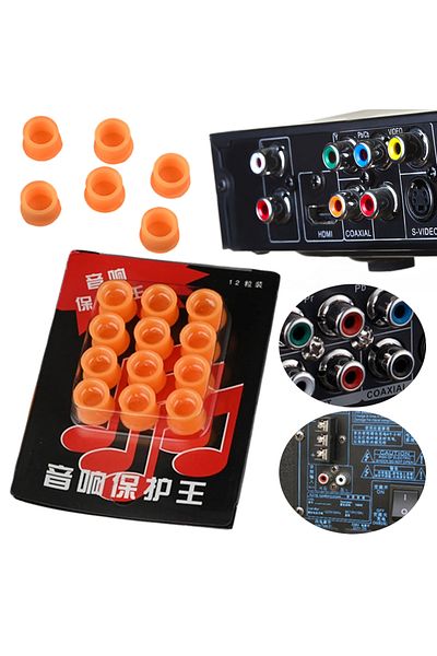 ALLOYSEED 12 Pcs Dust Proof Cover Plastic RCA Female Jack Cover RCA Female Protective Cover for DVD Amplifi...