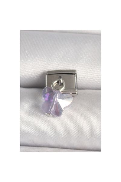 Skygo 316L Steel Silver Color Purple Zircon Stone Nomination Charm - Tj-Bc1318