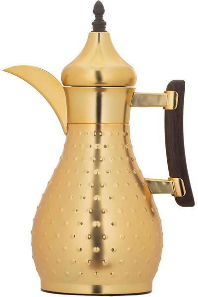 ALSAIF Coffee And Tea Vaccum Flask In Wooden/gold / Leak-proof And Keeps Drinks Hot 0.35 Liter