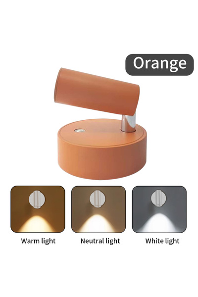Choice Orange Magnetic Base USB Rechargeable LED Cordless Wall Light Touch Sw...