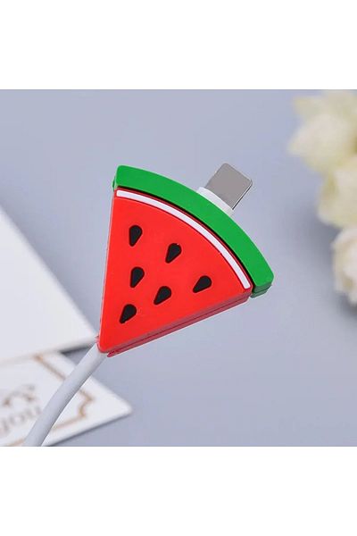 Choice واقي كابل USB لطيف على شكل بطيخ لهاتف Apple iPhone Samsung كابل ممتص الصدمات سلك فاكهة قضم شار