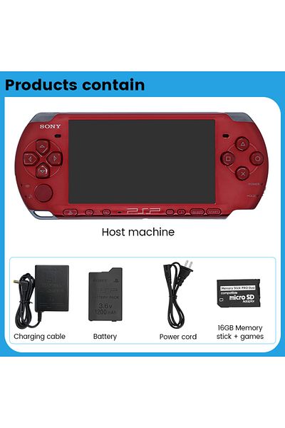 Choice وحدة تحكم الألعاب المحمولة Sony PSP 3000 باللون الأحمر المشع (PSP-3006) الأصلية لجهاز PlayStation PSP3000 باللون الأحمر المشع