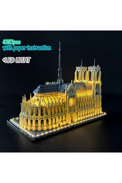 Choice NO BOX Blocks With Lights 21061 World Famous Architecture Notre Dame Cathedral In Paris Building Blo